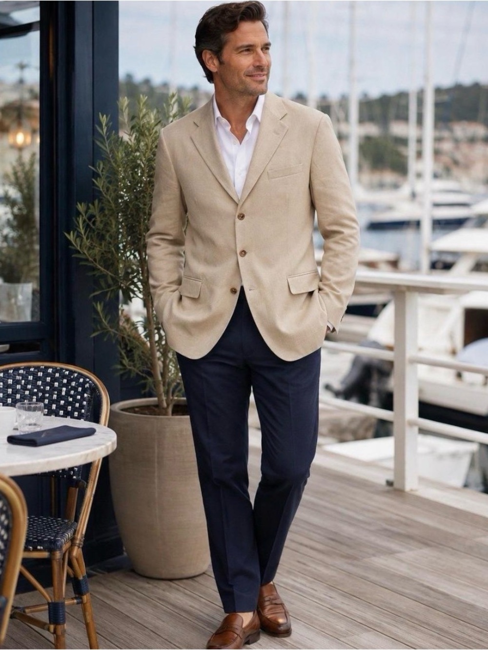 Banana Republic Men’s Beige Sport Coat Blazer Linen Blend Size 42R
